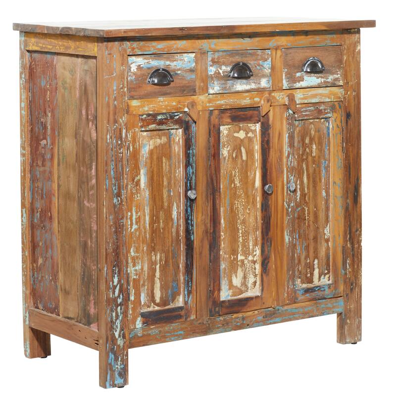 Wood Handmade 3 Door and 3 Drawer Cabinet - Brown - Roche River Decor - 18"Wx36"Lx36"H