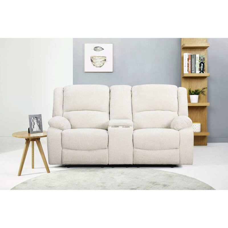 Roundhill Furniture Blitz Transitional Manual Reclining Loveseat, with Cup holders