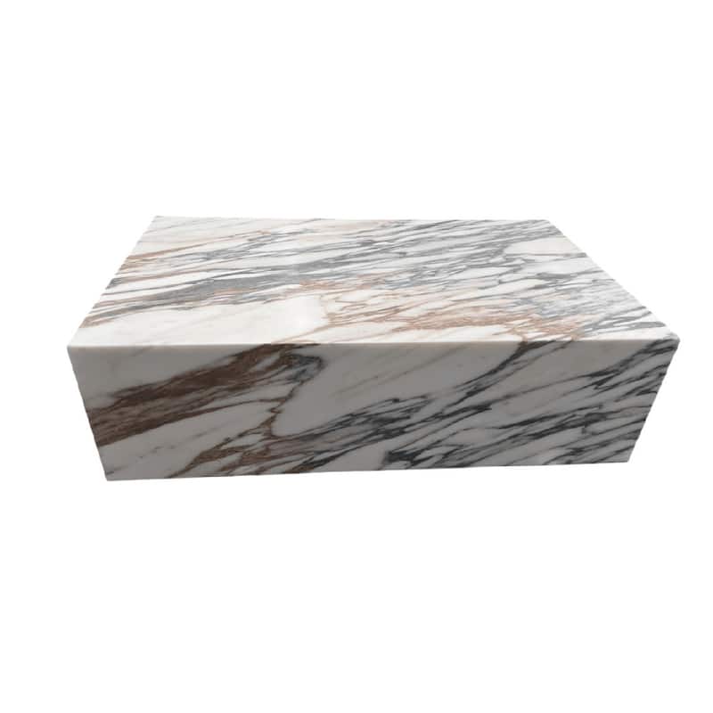 BETACH Genuine Marble Block Coffee Table - Arabescato Marble