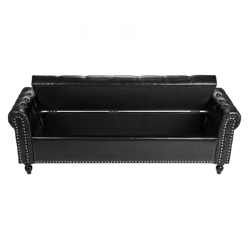 Modern PU Leather Storage Ottoman Bench with Soft-Close Hinges for Spacious Bedroom Organizer - 65.4”L x 22”W x 18”H
