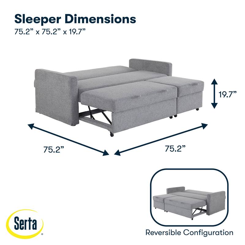 Serta Mia Convertible Sofa in Woven Polyester Fabric
