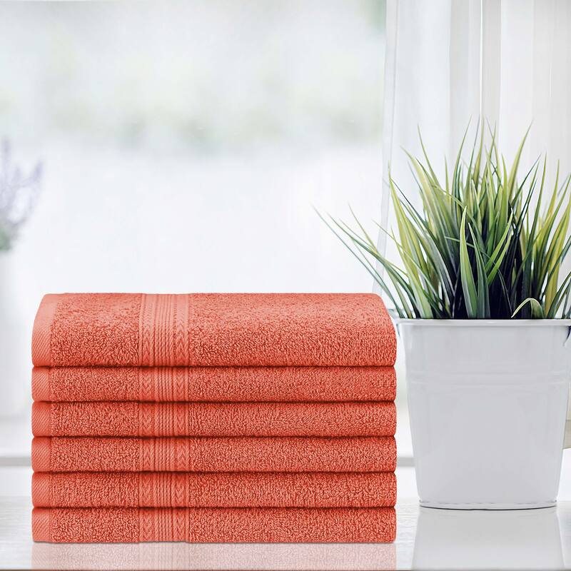 Eco-Friendly Sustainable Cotton Hand Towel by Superior (Set of 6) - Rust