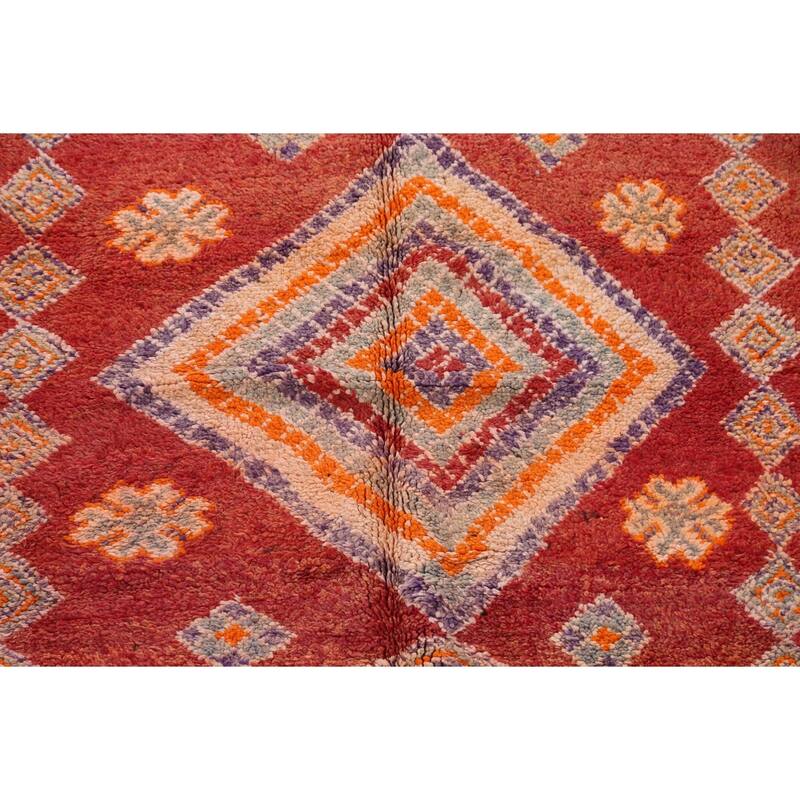 Tribal Moroccan Oriental Area Rug Wool Handmade Bedroom Carpet - 5'1" x 11'1"