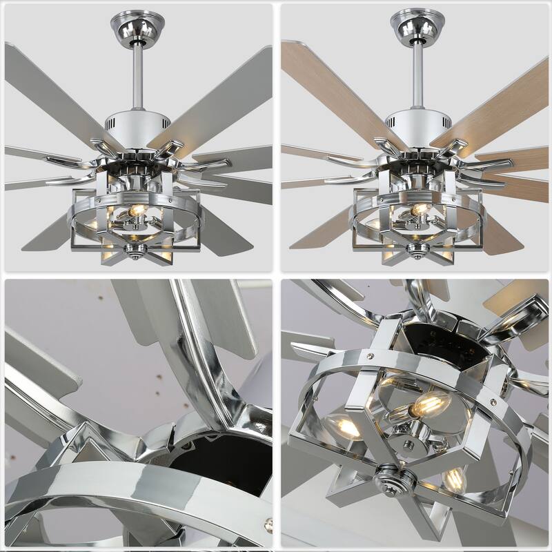 Bella Depot 65" Industrial Large Ceiling Fan 6-Speed 8-blades Reversible Fan with Light and Remote