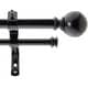 preview thumbnail 16 of 17, Round Ball Designer Double Drapery Adjustable Curtain Rod & Hardware 28"-48" - Matte Black