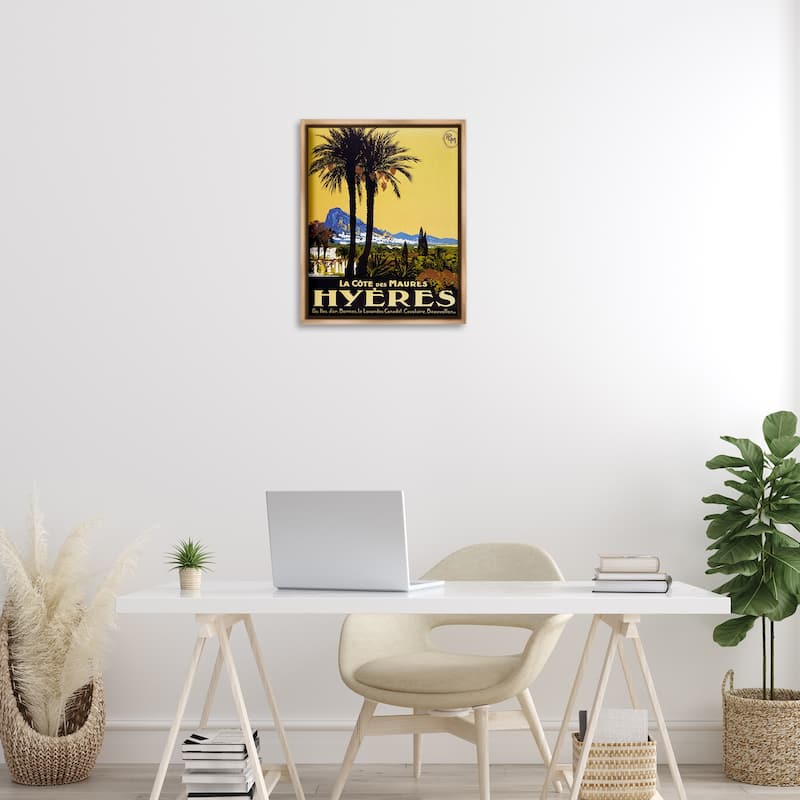Stupell Vintage Tropical Travel Ad Framed Floater Canvas Wall Art Design By Marcus Jules