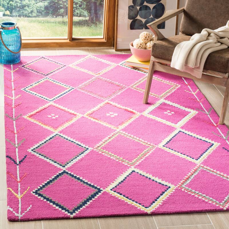 SAFAVIEH Handmade Bellagio Monah Boho Moroccan Wool Rug - 3' x 5' - Fuchsia/Multi