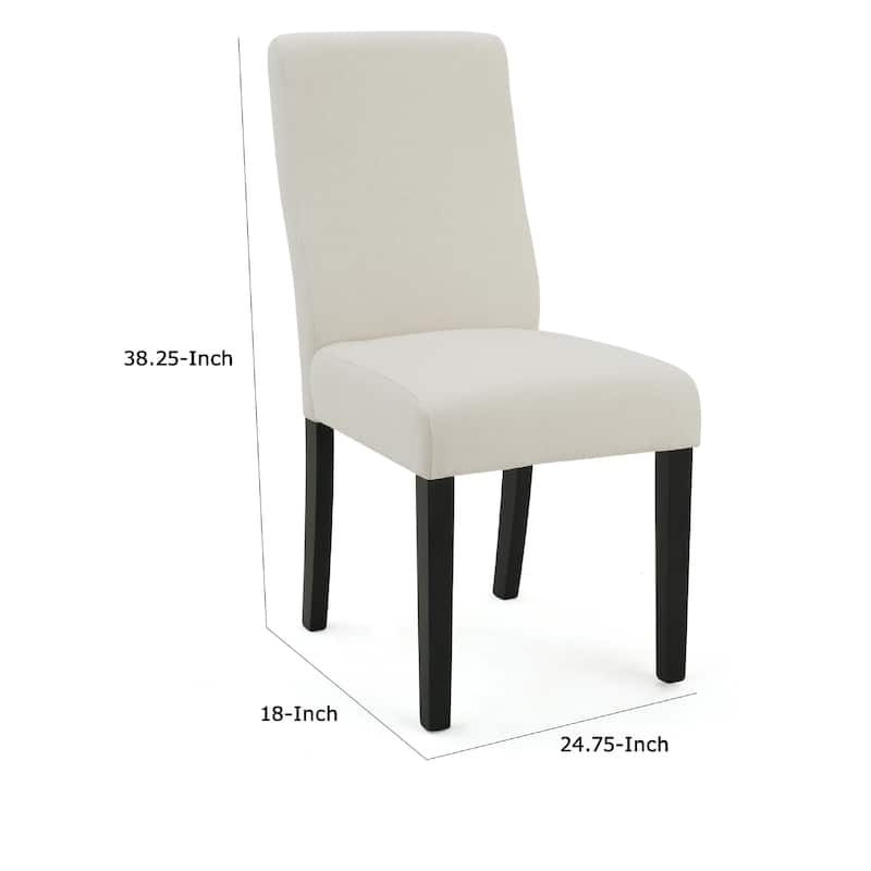 Celine Dining Side Chair Set of 2, Ivory Fabric and Black Wood Frame