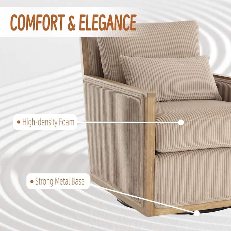 Roomfitters Corduroy Swivel Barrel Accent Chair, 360 Lounge Club Chair for Living Room, Bedroom or Office