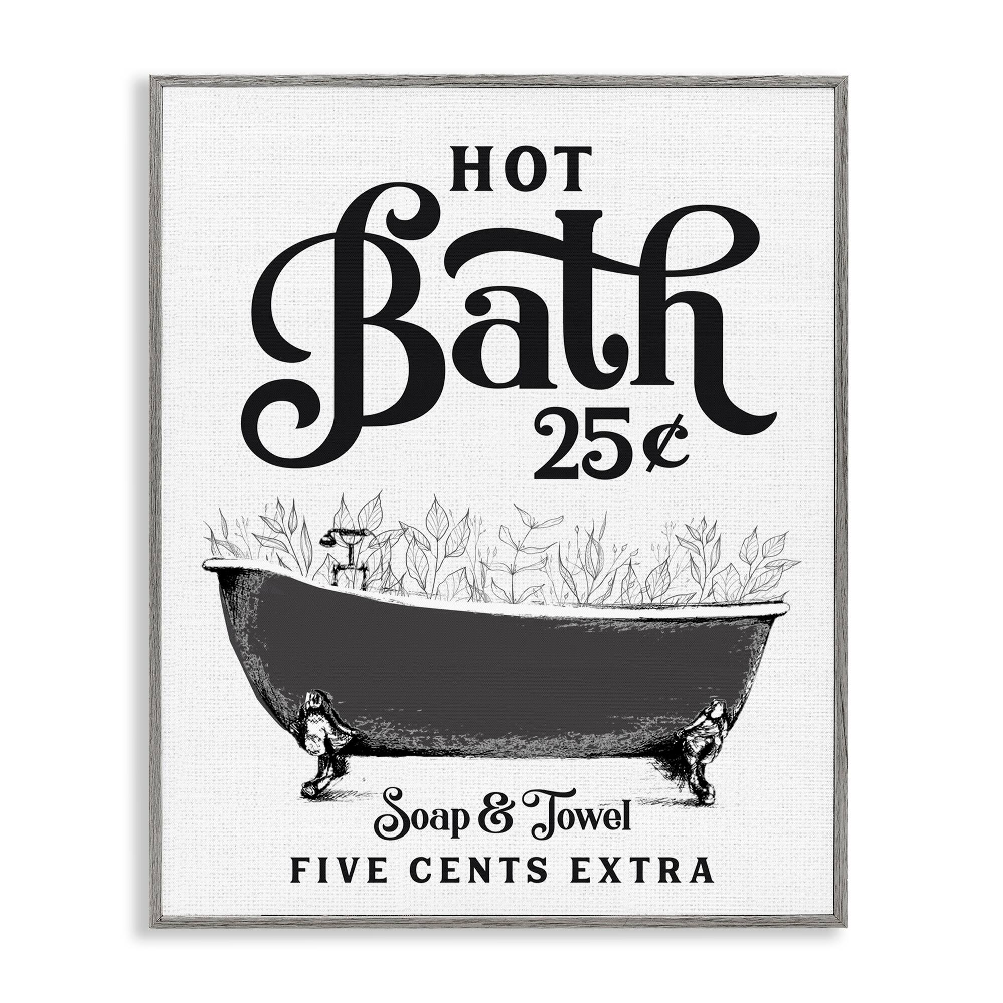 Stupell Hot Bath with Bubbles Framed Giclee Art Design By Lettered and Lined