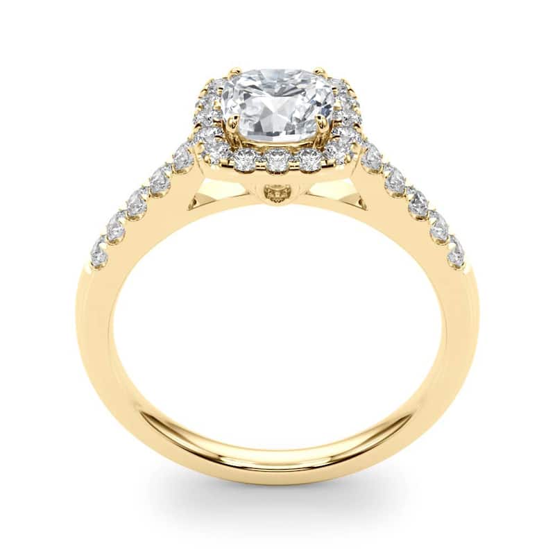 Auriya 14k Yellow Gold Lab Grown Cushion Diamond Halo Engagement Ring 0.50 to 5.00 ct. tw. (F-G VS)