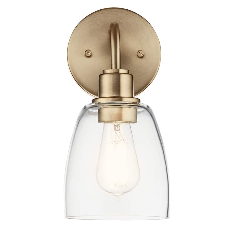Kichler Lighting Meller 11.25 in. 1-Light Champagne Bronze Wall Sconce with Clear Glass