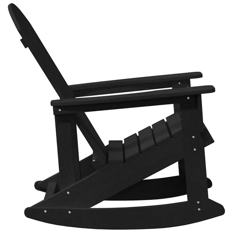 vidaXL Adirondack Rocking Chair Black 73.5 x 92 x 90cm HDPE - 28.9 x 36.2 x 35.4 in