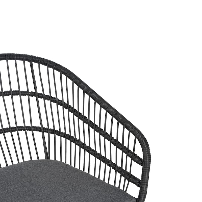 Roomfitters 2-Piece Outdoor Wicker Club Chairs, Transitional Tub Seating with Splayed Sled Legs & Water-Resistant Cushions, Gray