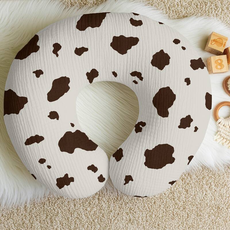 Sweet Jojo Designs Western Cow Print Boy, Girl, Gender Neutral 100% Cotton Muslin Nursing Pillow Cover Case - Country, Wild West