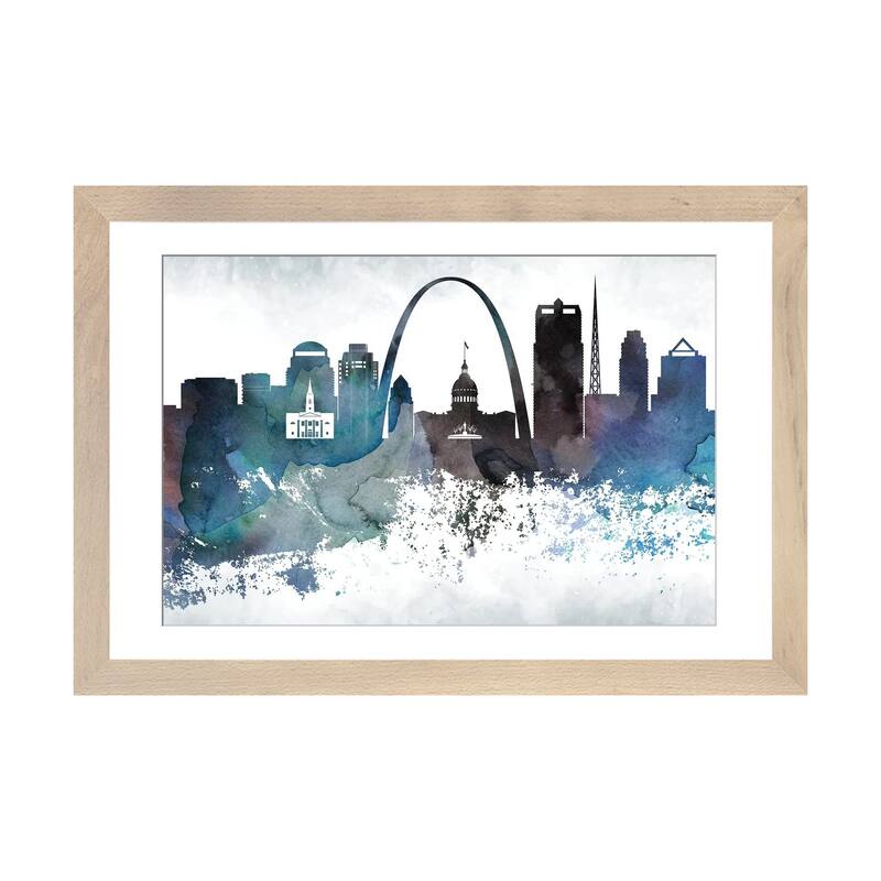 iCanvas "Saint Louis Bluish Skylines" by WallDecorAddict - Natural - 16x24x1