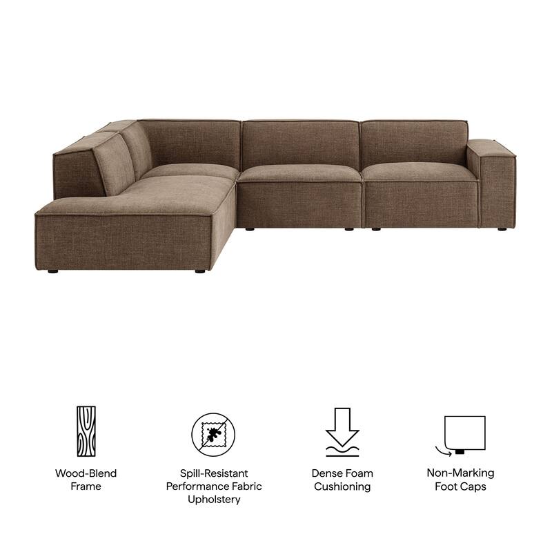 Restore 4-Piece Performance Fabric Upholstered Modular L-Shaped Sofa