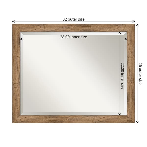 dimension image slide 3 of 5, Beveled Wood Wall Mirror - Owl Brown Narrow Frame