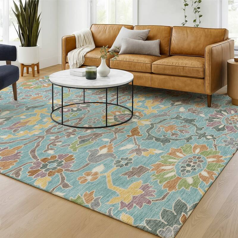 Machine Washable Indoor/ Outdoor Traditional Blanca Chantille Rug