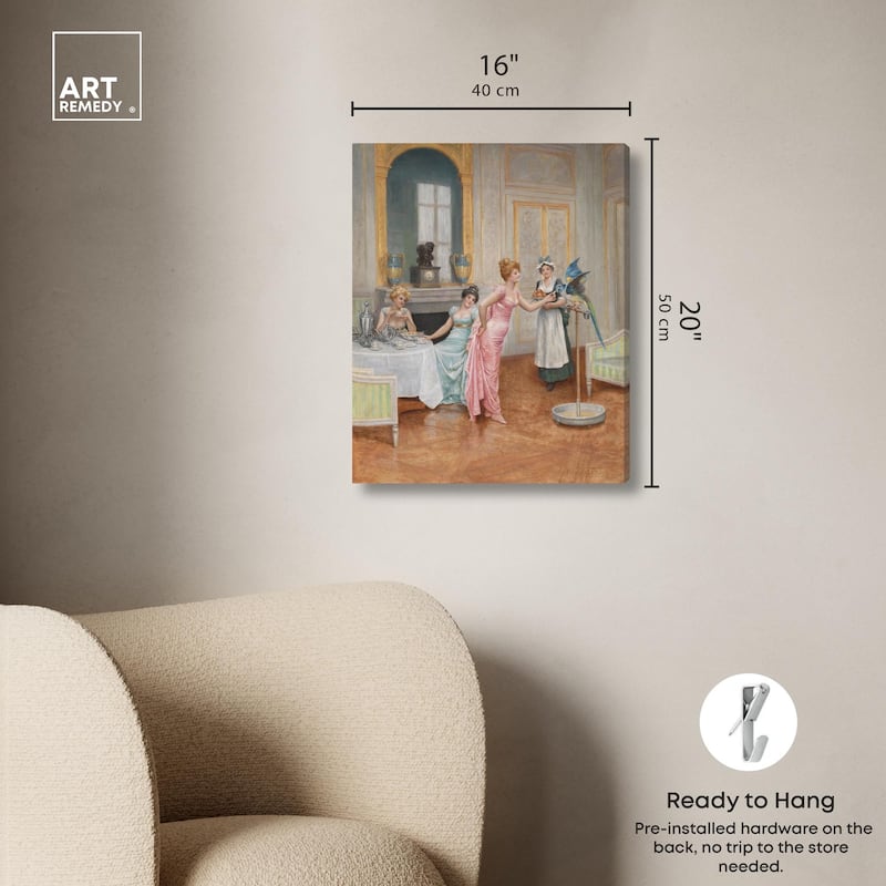 The Parrot and the Tea Party Canvas by Art Remedy, Gallery Wrapped
