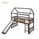 preview thumbnail 26 of 37, Cottage Style Twin Size Wood Loft Bed with Slide,Playhouse Design Solid Pine Wood Bed,Maximized Space Saving