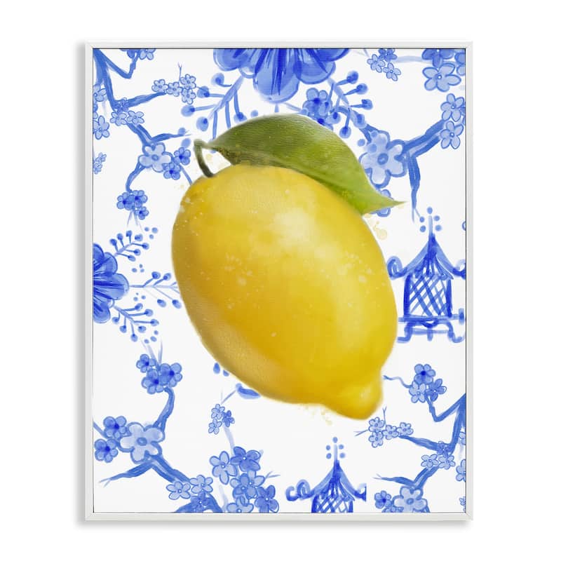 Stupell Lemon Over Chinoiserie Framed Giclee Art Design By Matthew Piotrowicz - 24 x 30 - White