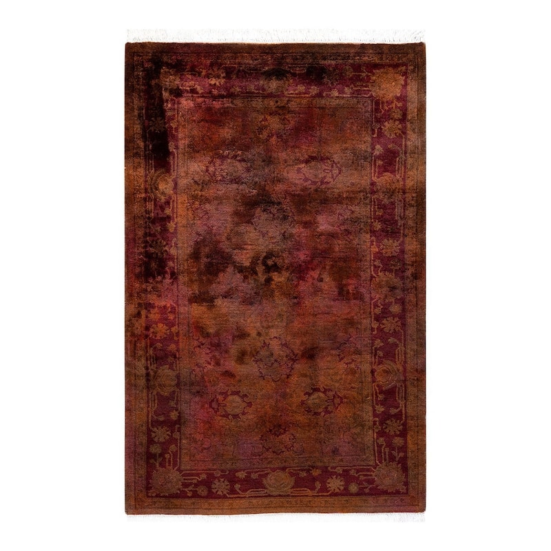 Overton Hand Knotted Wool Vintage Inspired Modern Contemporary Overdyed Multi Area Rug - 2' 9" x 4' 2"