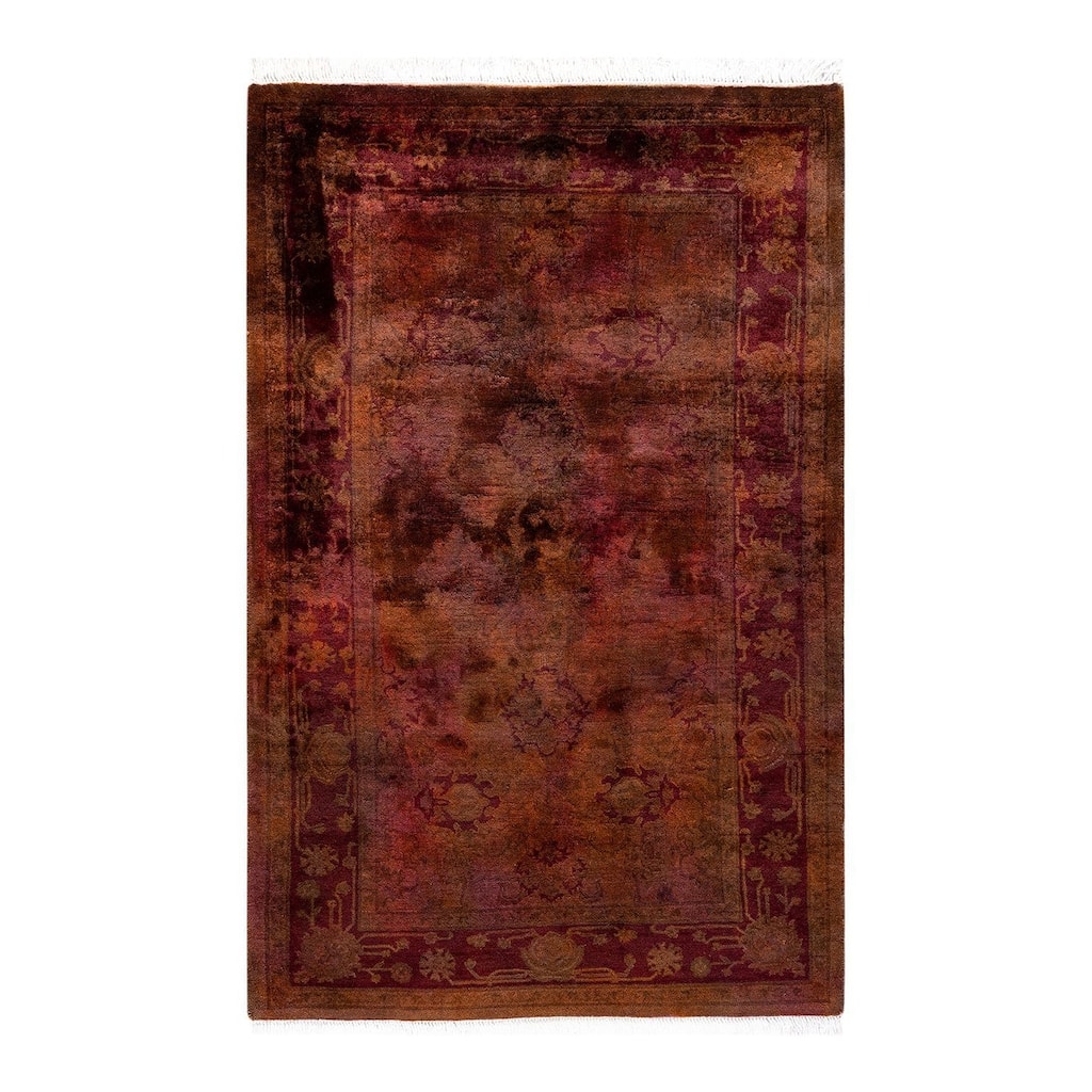 Overton Hand Knotted Wool Vintage Inspired Modern Contemporary Overdyed Multi Area Rug - 2' 9" x 4' 2"