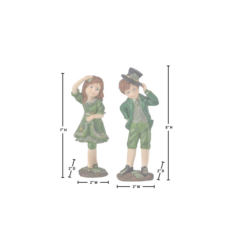 8" Resin Irish Boy And Girl set of 2