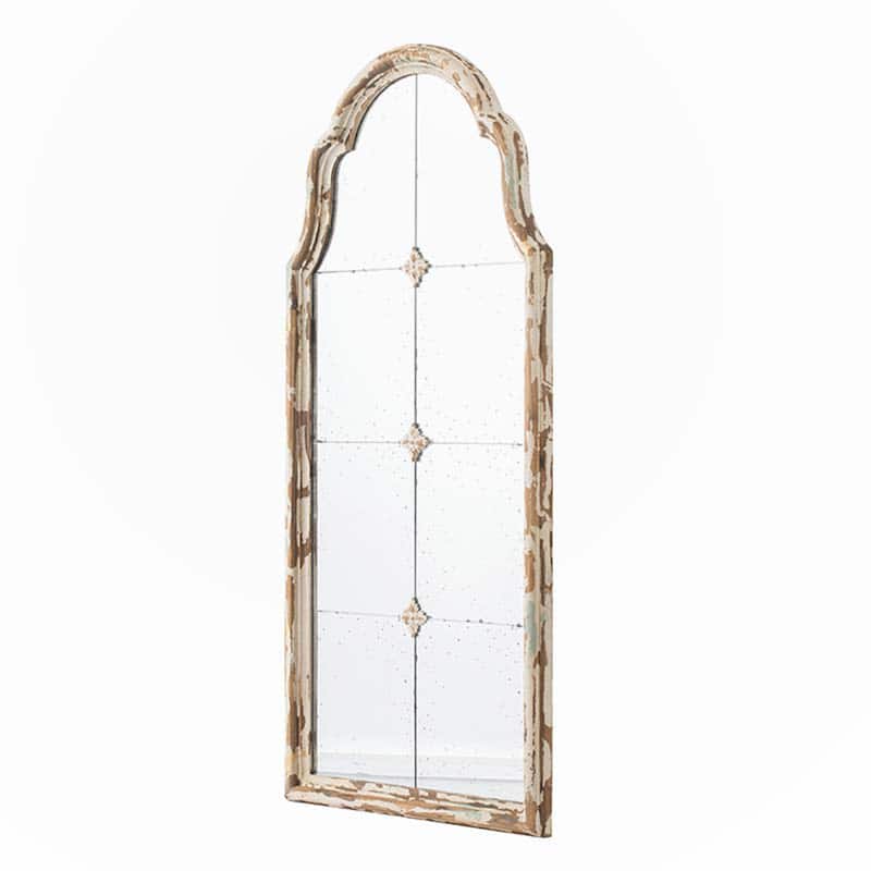 22" x 48" Large Cream & Gold Framed Mirror, Wood Arched Mirror