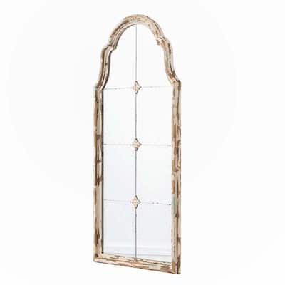 Arch Wood Mirror with Unique Frame - Brown