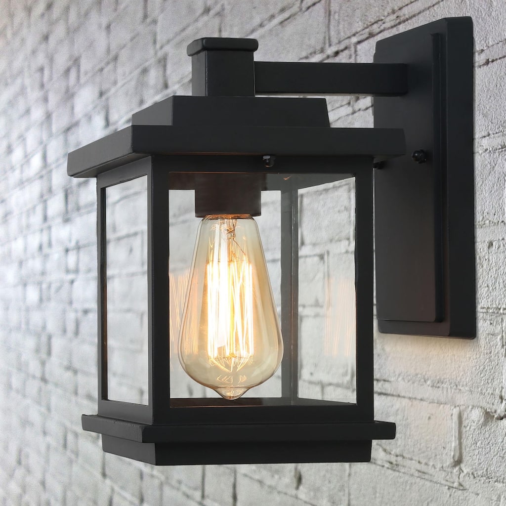 Hawke's Bay 1-light Outdoor Wall Sconce Black Porch Light by Havenside Home - 6.1"W x 10.6"H