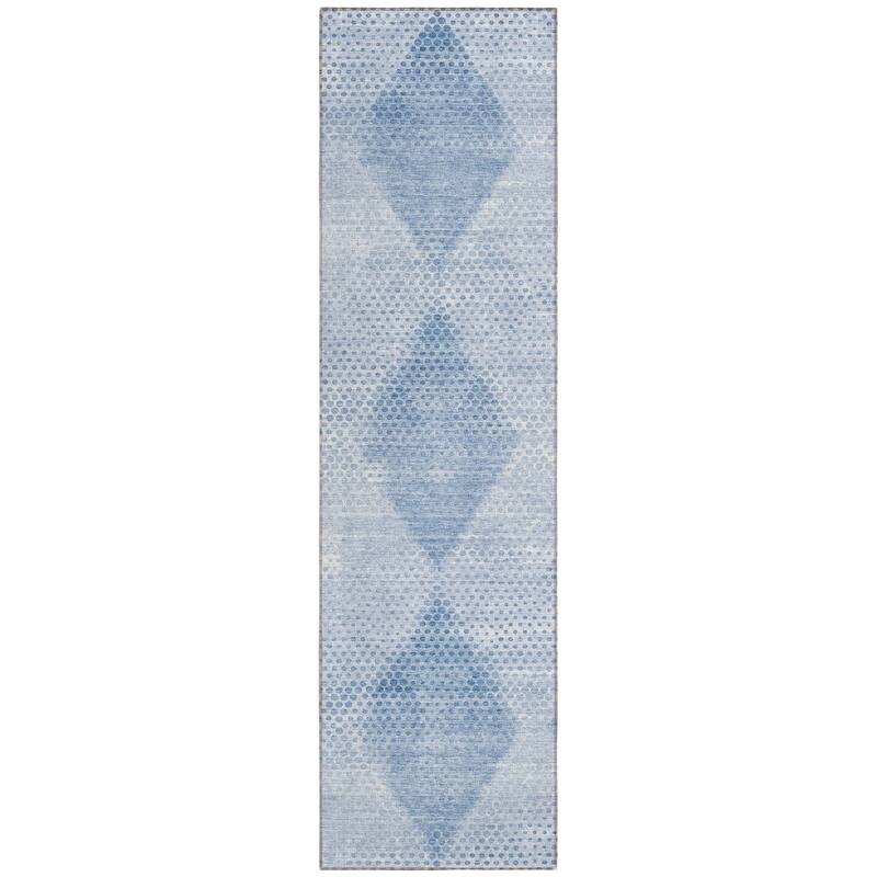 Machine Washable Indoor/ Outdoor Modern Diamonds Chantille Rug