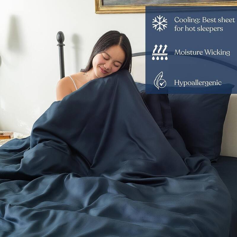 100% Eucalyptus Lyocell Tencel Duvet Cover, Naturally Cooling, Super Soft, Moisture-Wicking, Smooth & Breathable 8 Internal Ties