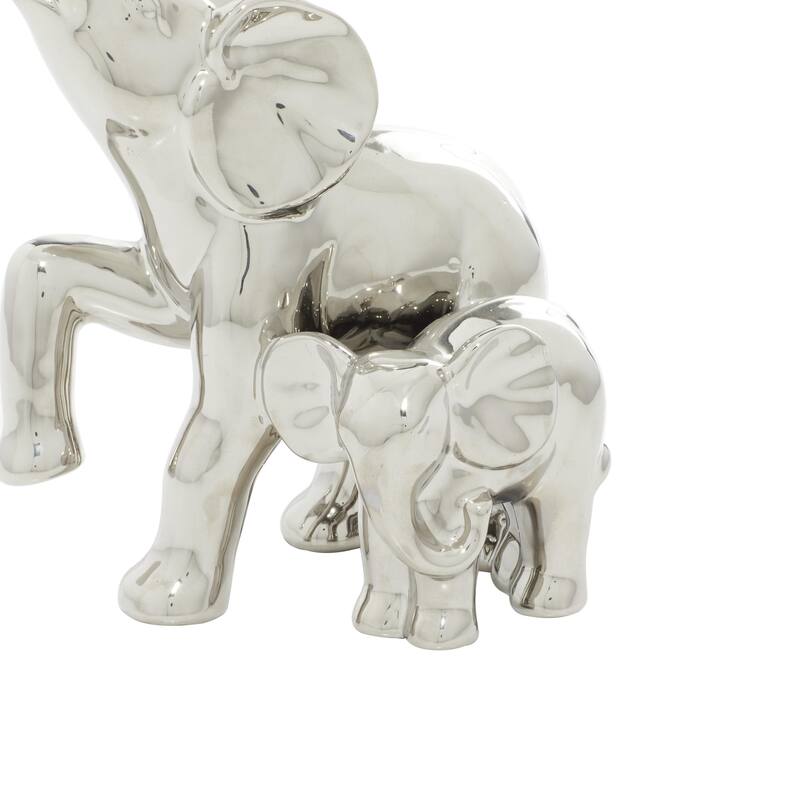 Ceramic Elephant Decorative Sculpture - Silver - Roche River Decor