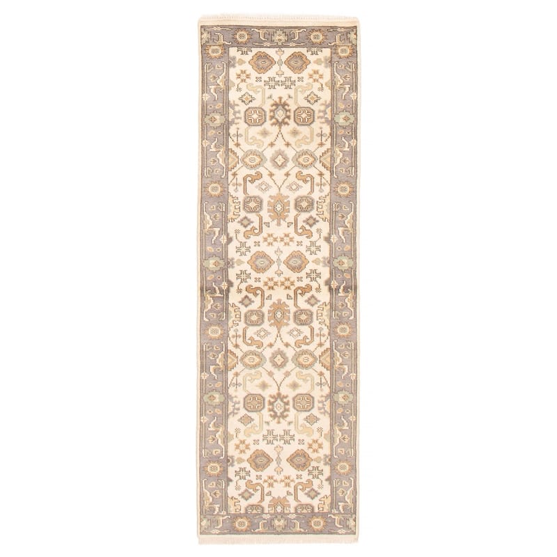 ECARPETGALLERY Hand-knotted Royal Oushak Cream Wool Rug - 2'5 x 7'10 - Cream - 2'5 x 7'10