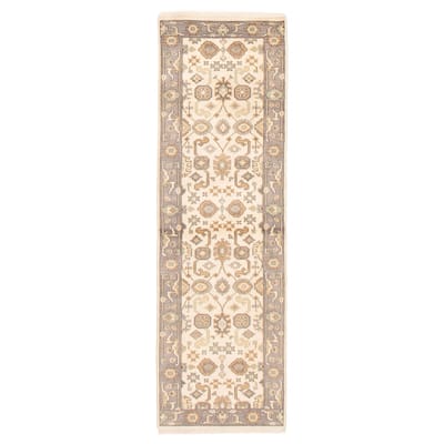 ECARPETGALLERY Hand-knotted Royal Oushak Cream Wool Rug - 2'5 x 7'10
