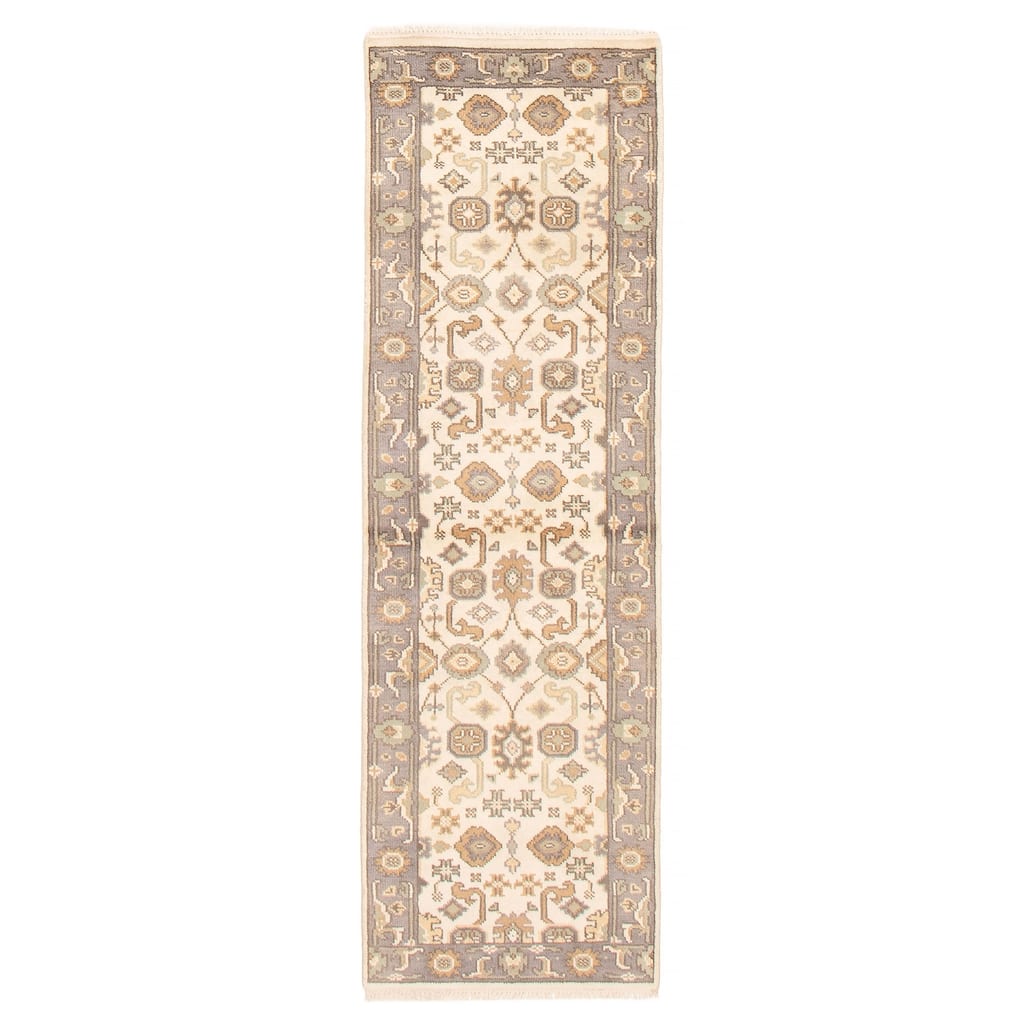 ECARPETGALLERY Hand-knotted Royal Oushak Cream Wool Rug - 2'5 x 7'10