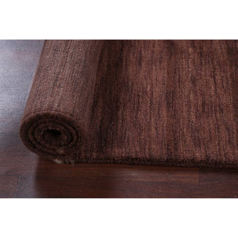 Contemporary Solid Gabbeh Oriental Runner Rug Hand-knotted Wool Carpet - 2'9" x 9'10"