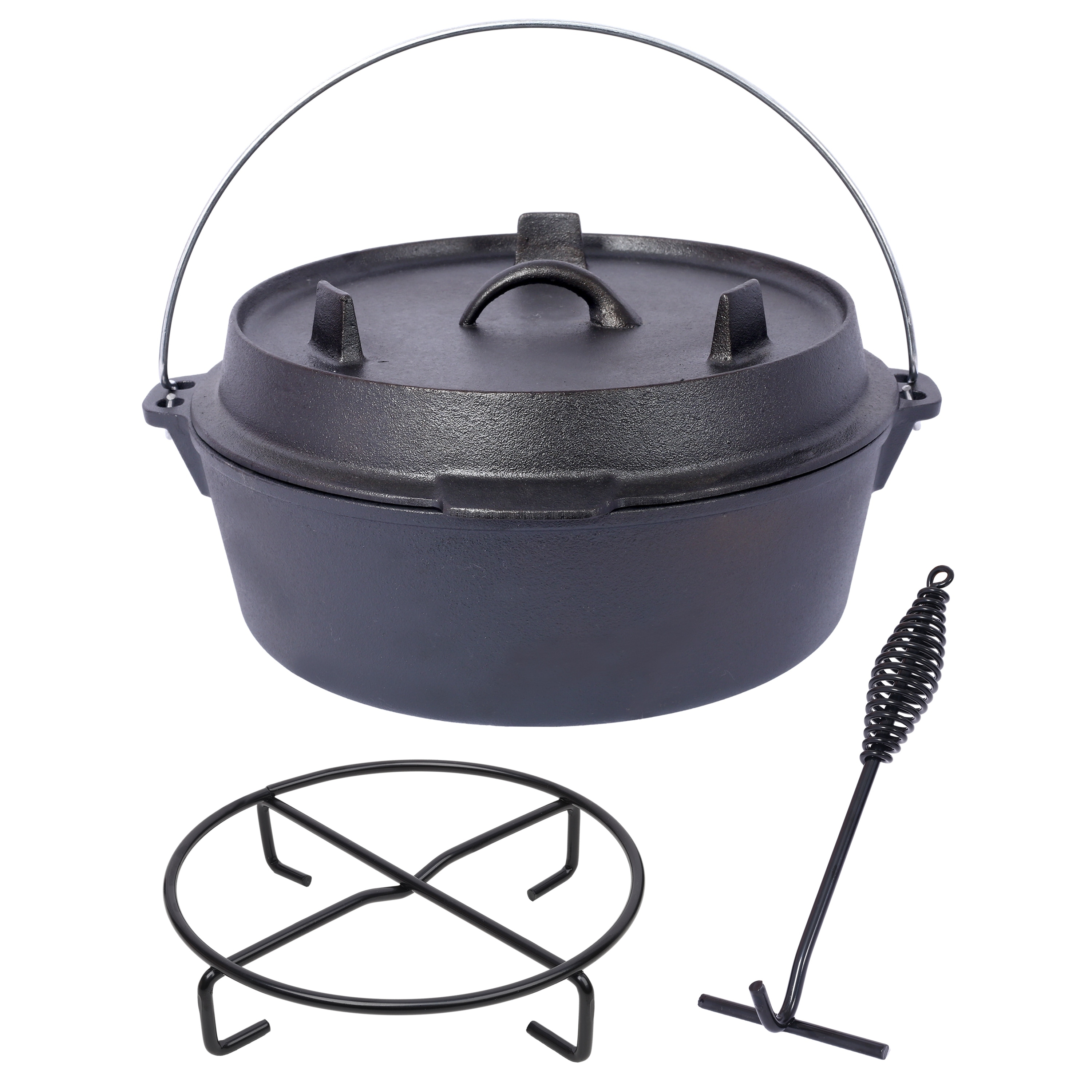 Pre-Seasoned 4.5-qt Cast Iron Camping Dutch Oven