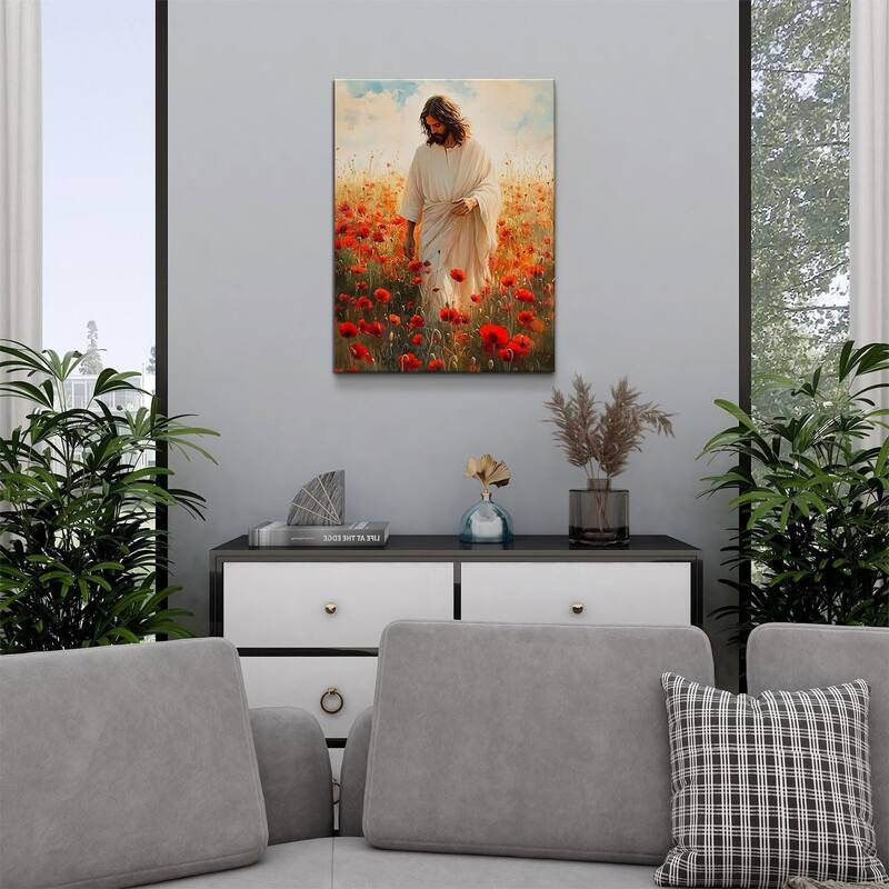 Abtract Red Poppy Wall Art Nature Poster Floral Jesus Picture