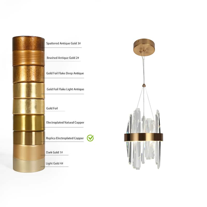 Modern Glam 2-Light LED Gold Crystal Pendant Drum Island Light - D8" x H12"