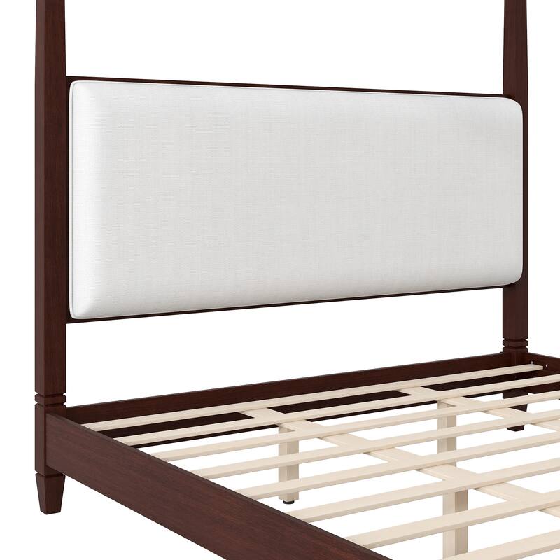 Canopy Platform Bed with Upholstered Headboard by Harper&Bright Designs