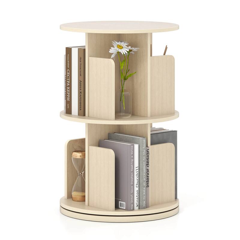 Costway 1/2 PCS 2-Tier Rotating Bookshelf 360° Display Rack with - See Details