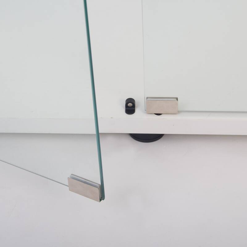 Two-door Glass Display Cabinet 2 Shelves with Door