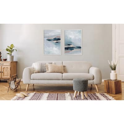 Sylvie Beaded Coast 2 v1 and v2 Framed Canvas Set by Nikita Jariwala