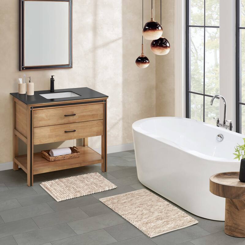 French Connection Space Dye Chunky Chenille Bath Rugs