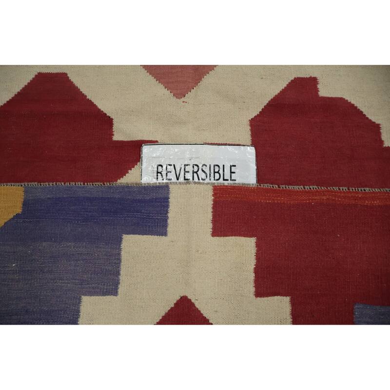 Hand Woven Oriental 100% Wool Carpet Southwestern Modern Multi-Colored Kilim Area Rug - 9' 11'' X 8' 2''