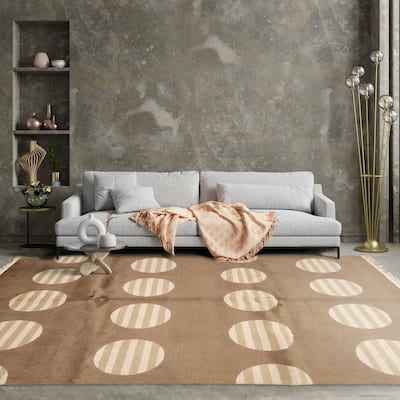 Hand Knotted Tibetan Olive Geometric Wool & Silk Art Deco Area Rug - 5' 11'' x 8' 10''