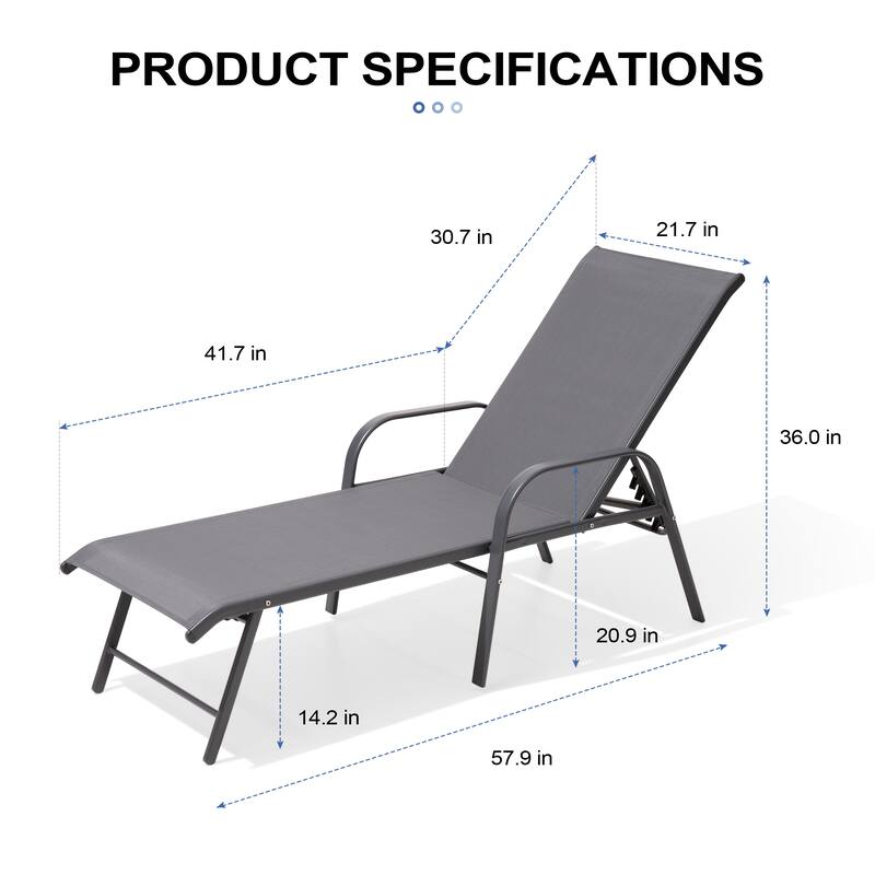 4PCS Outdoor Chaise Lounges Chair Aluminum with Adjustable Backrest